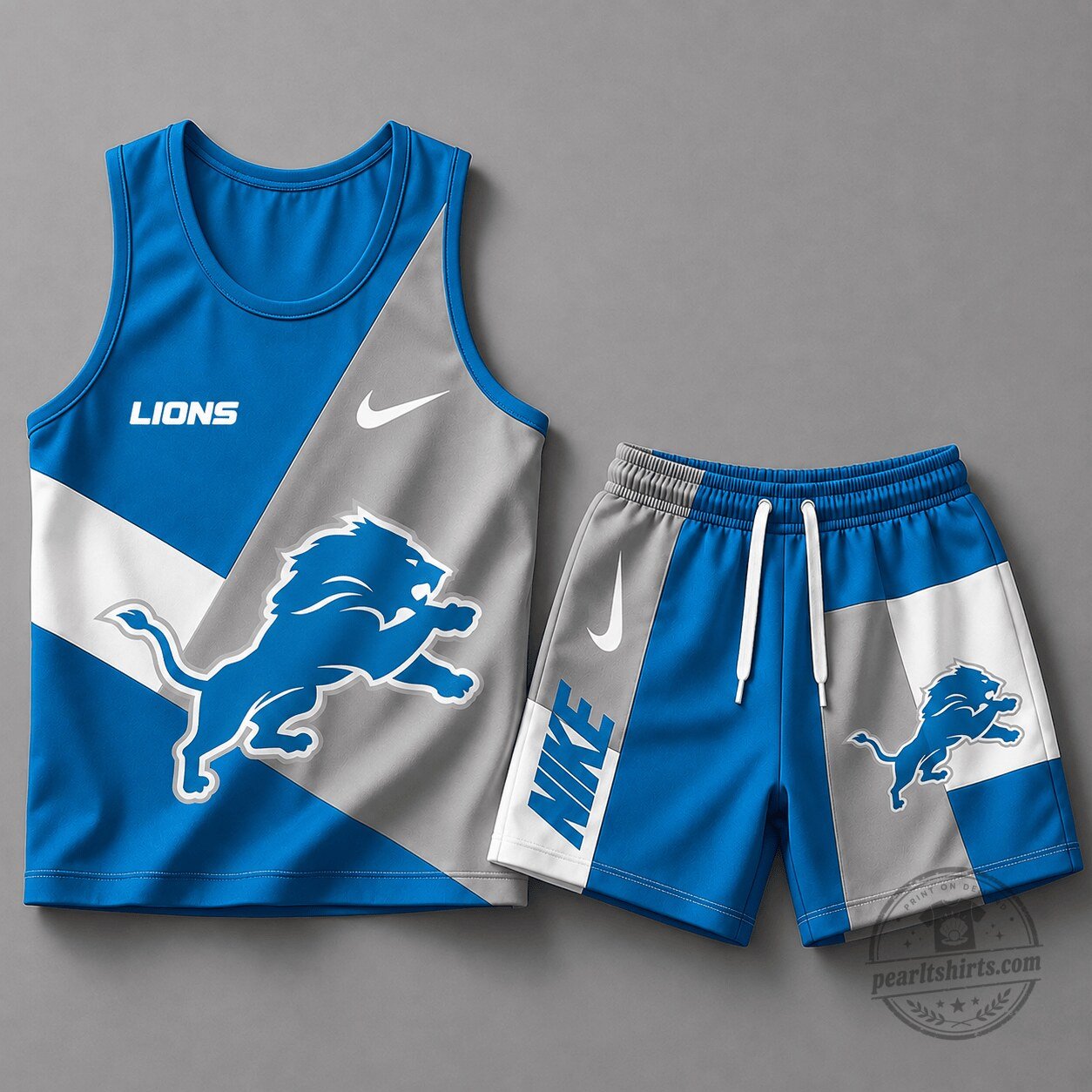 Detroit Lions National Football League Color Block Athletic Tank Top and Shorts Set