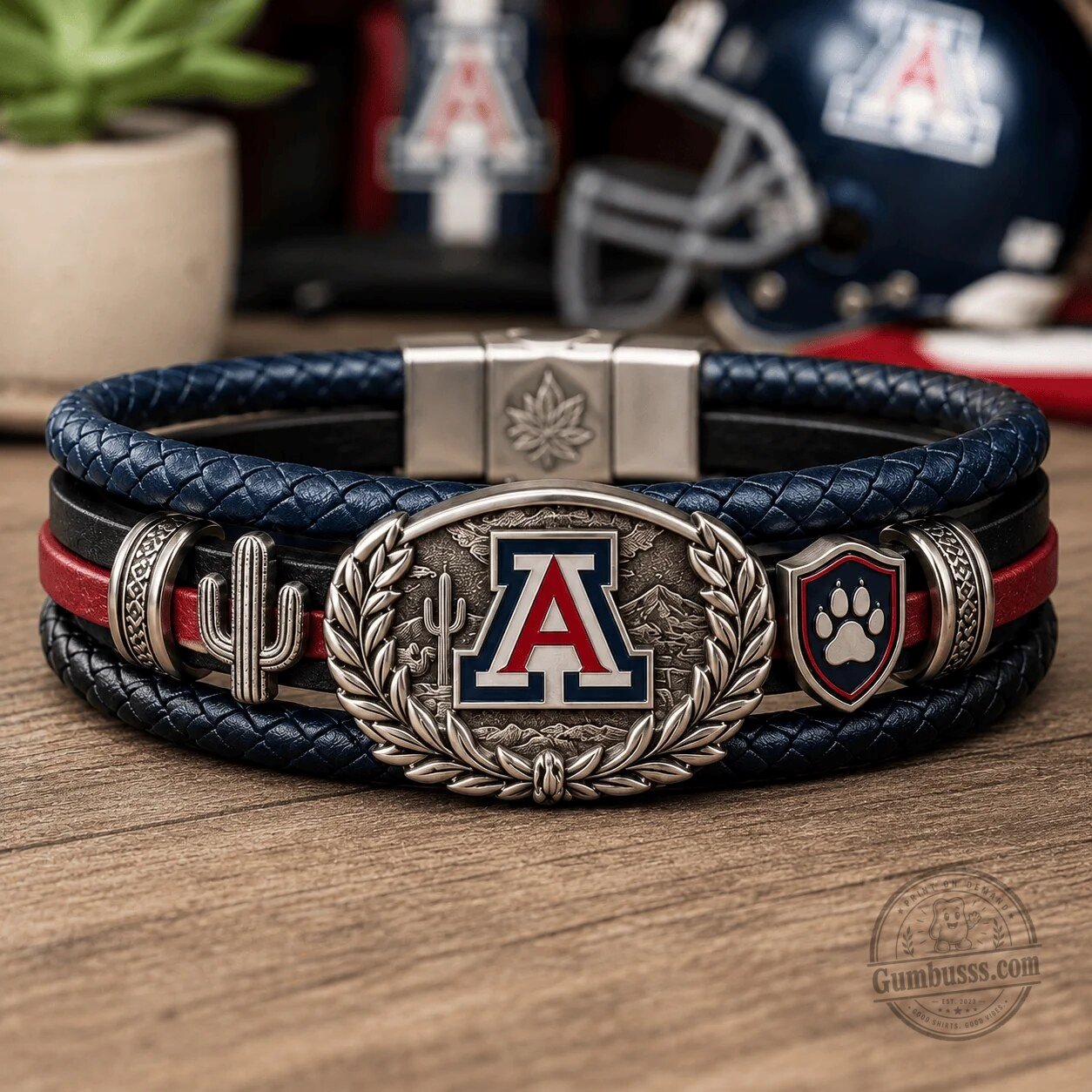 Braided Leather Bracelet for My Son Featuring University of Arizona Logo - Arizona Wildcats 4 Braided Leather Bracelet for My Son Featuring University of Arizona Logo - Arizona Wildcats