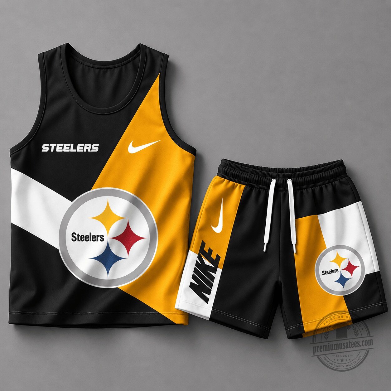 Pittsburgh Steelers Football Team Tank Top and Shorts Set