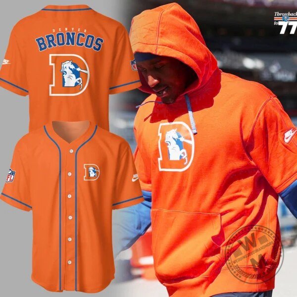 Denver Broncos National Football League Throwback Orange Baseball Jersey