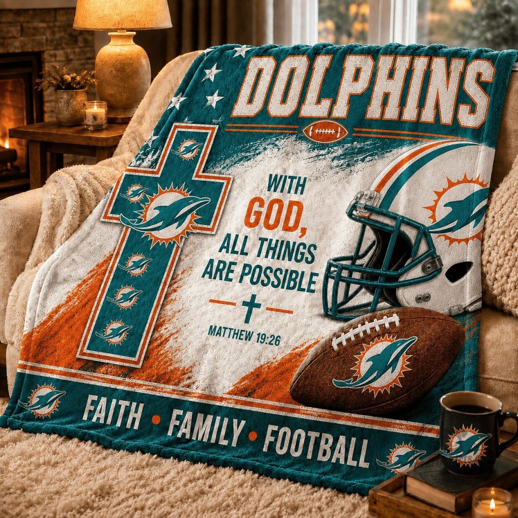 Miami Dolphins Football Team With God All Things Are Possible Christian Blanket Miami Dolphins Football Team With God All Things Are Possible Christian Blanket