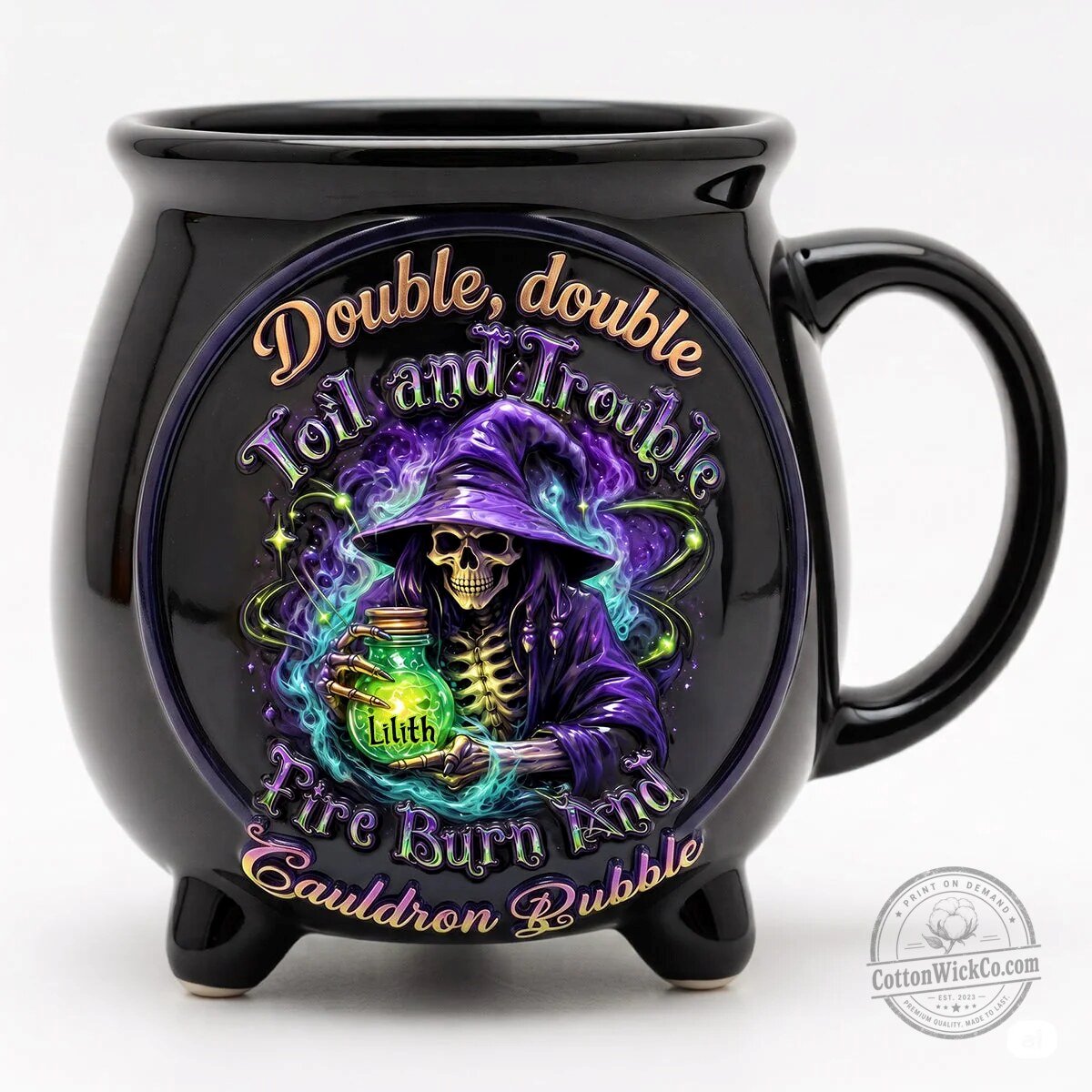 Witchy Skeleton Cauldron Mug, Halloween Witch Lover Gift, Double Double Toil And Trouble 10 Witchy Skeleton Cauldron Mug, Halloween Witch Lover Gift, Double Double Toil And Trouble