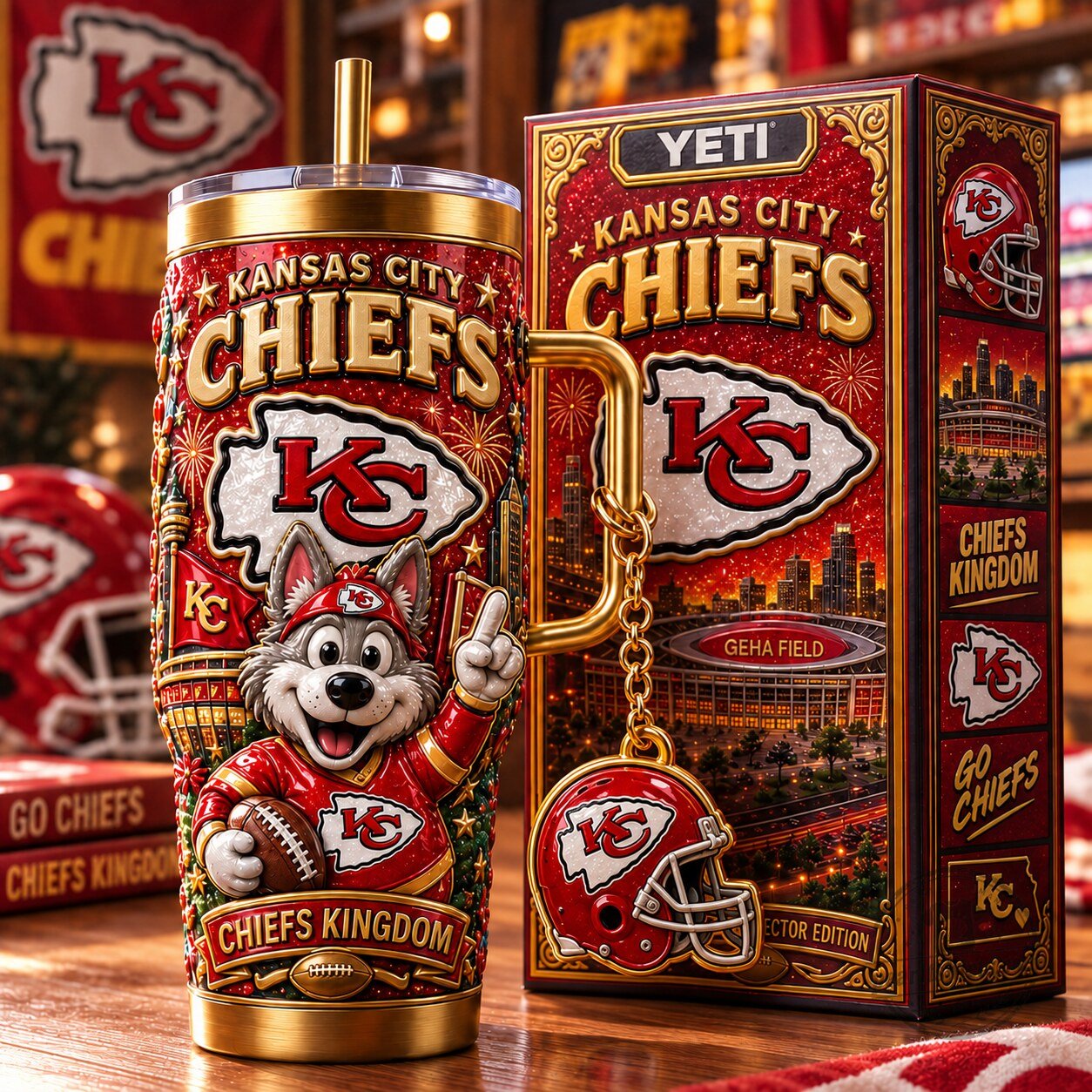 Kansas City Chiefs Football Team 40oz Stainless Steel Tumbler with Handle