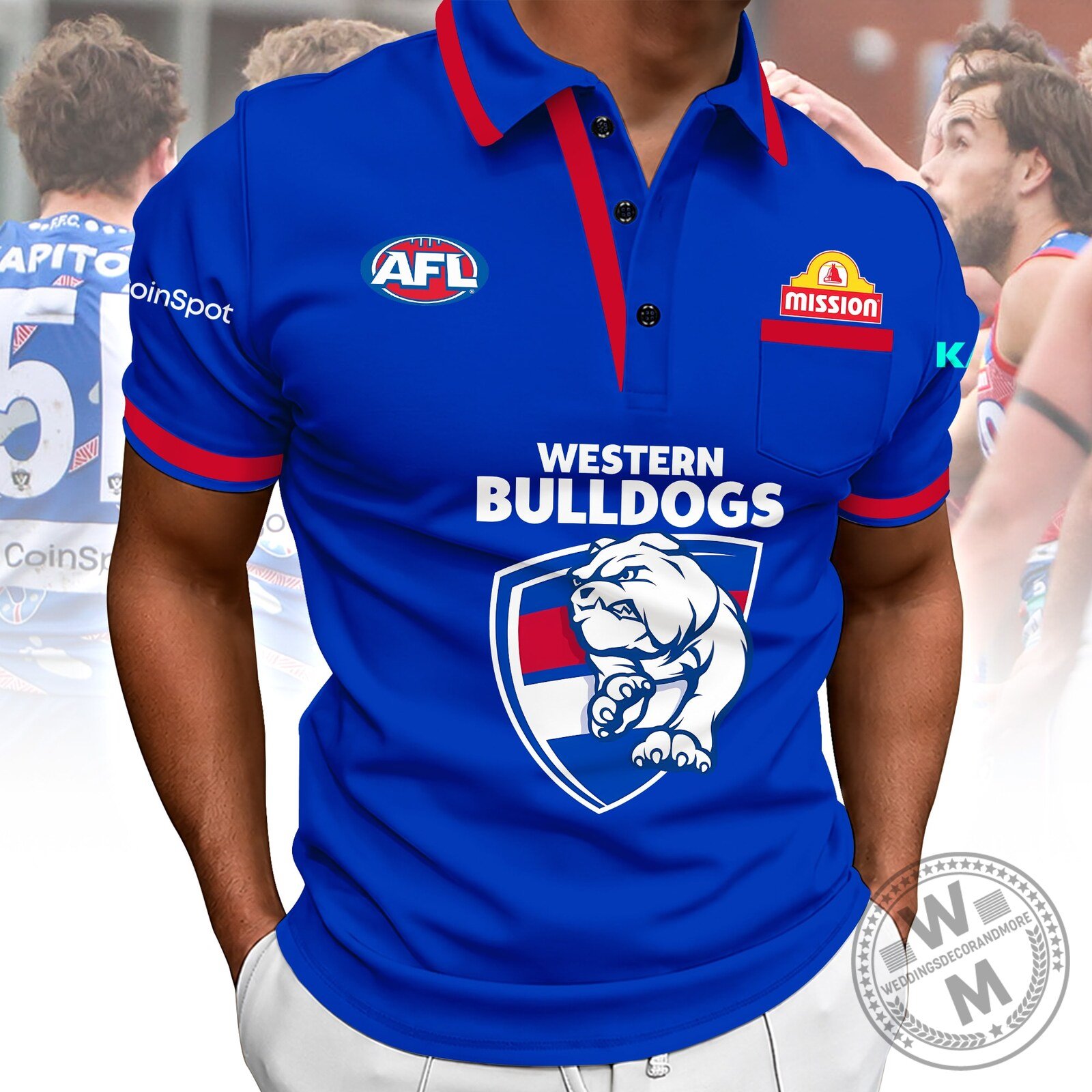 Western Bulldogs Australian Football League Blue Mission Logo Polo Shirt