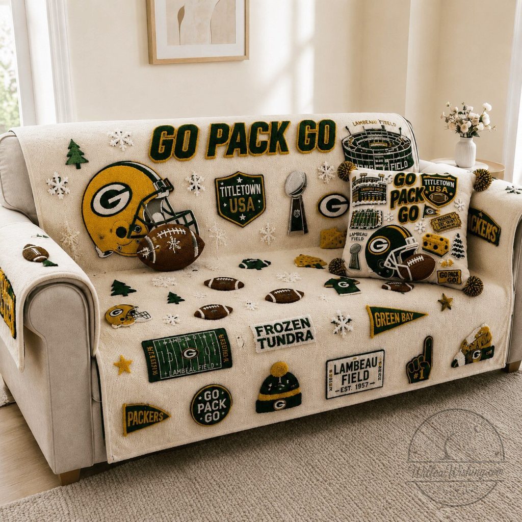 Green Bay Packers Football Team Sofa Cover with Lambeau Field Design Green Bay Packers Football Team Sofa Cover with Lambeau Field Design