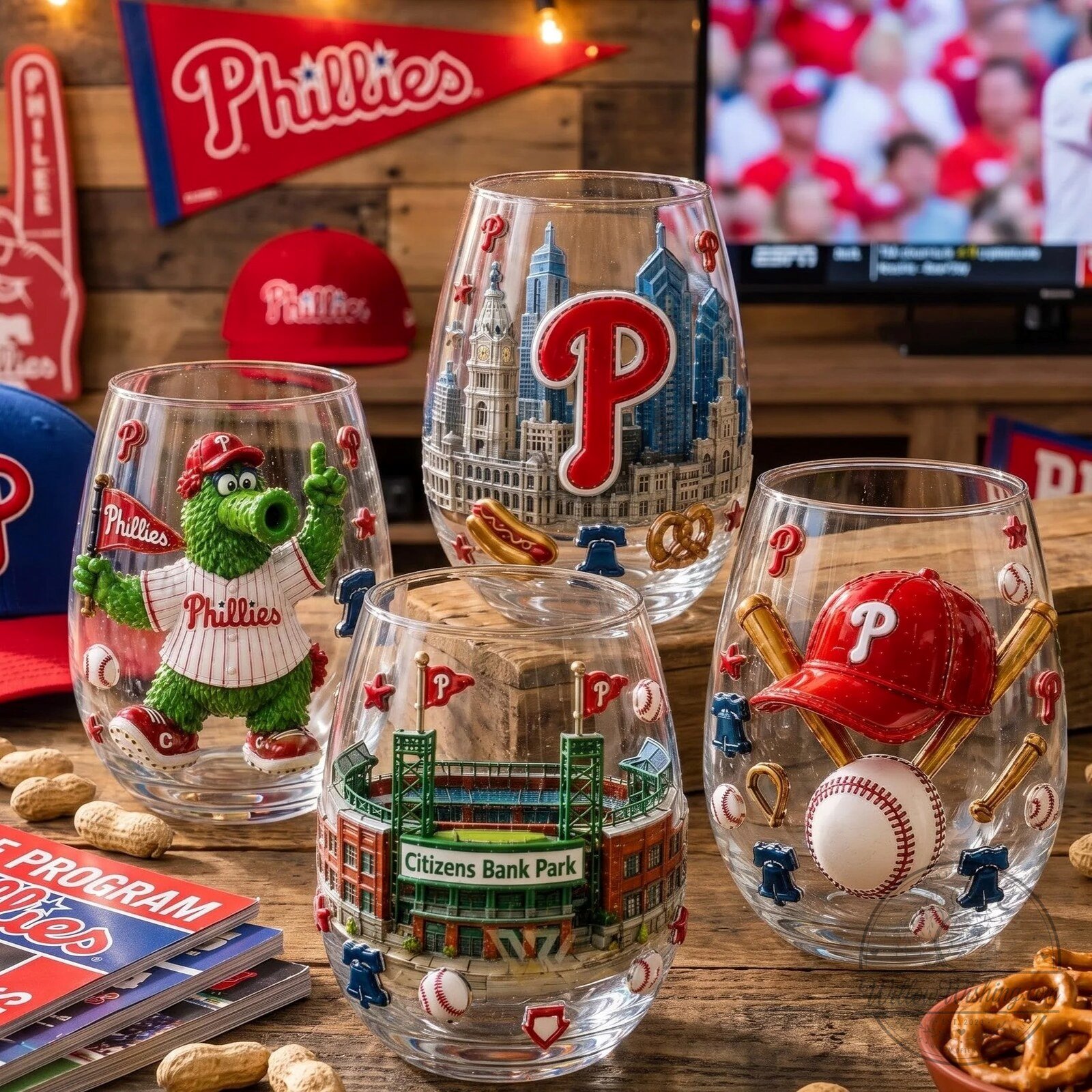 Philadelphia Phillies Phanatic Citizens Bank Park Limited Edition Wine Glass Set 10 Philadelphia Phillies Phanatic Citizens Bank Park Limited Edition Wine Glass Set