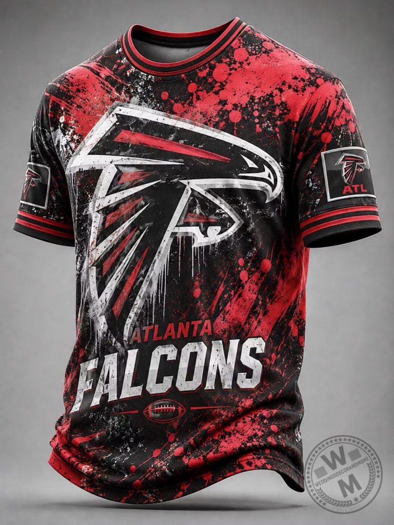 Atlanta Falcons Distressed Paint Splatter Football Team T-Shirt