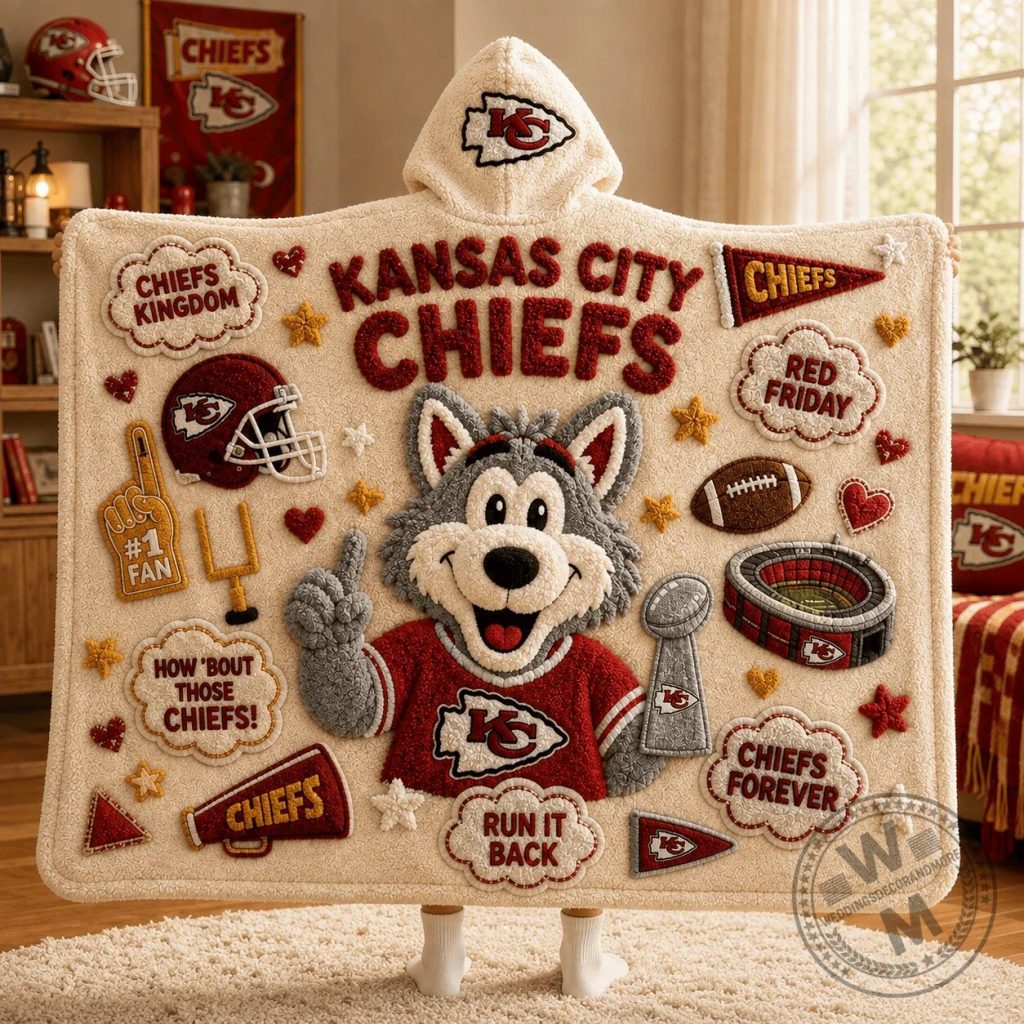Kansas City Chiefs Football Team Mascot Hooded Blanket