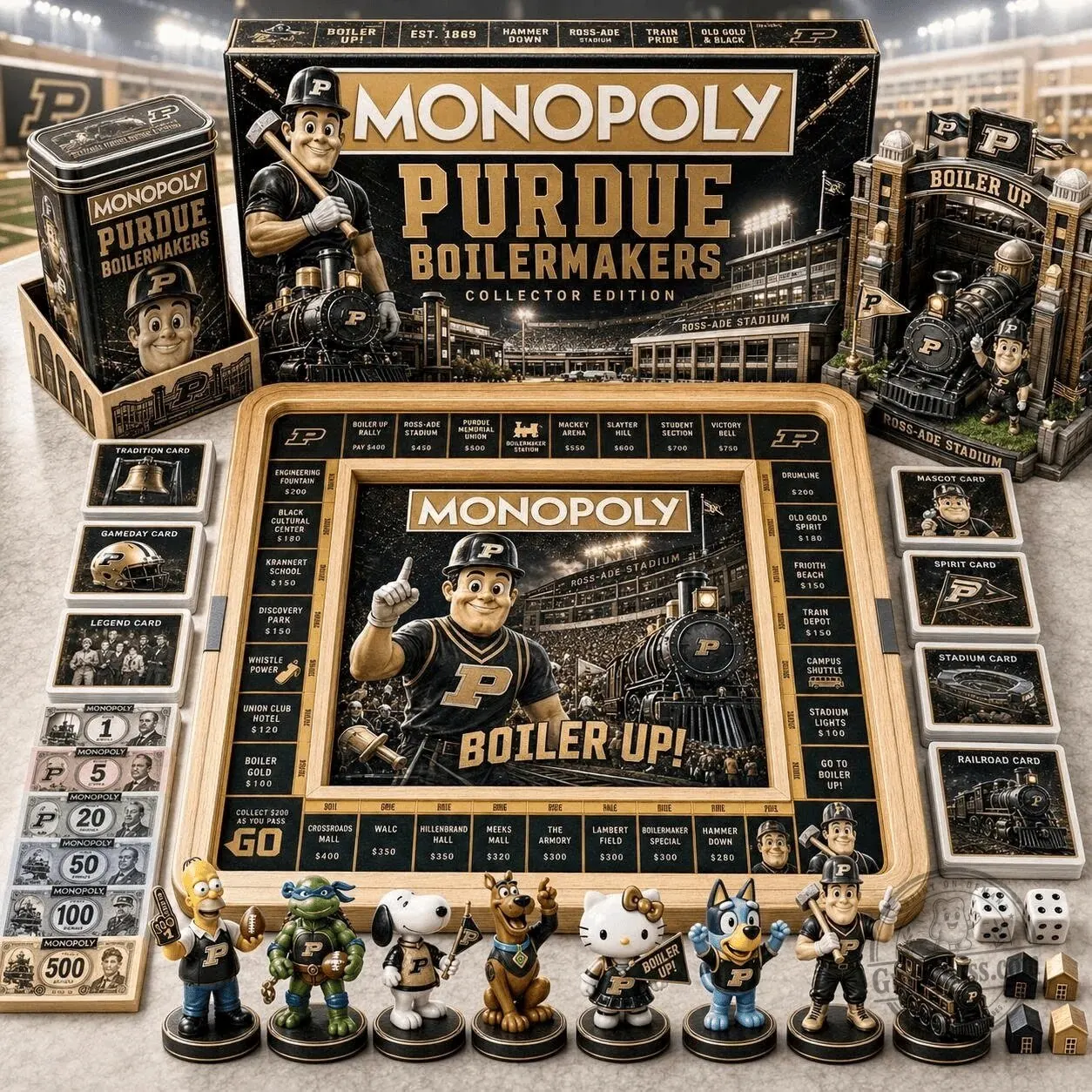 Collector's Edition Monopoly Board Game featuring Purdue Boilermakers
