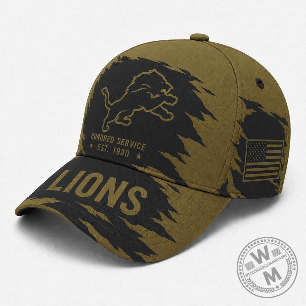 Detroit Lions Honored Service Est 1930 Military Style American Flag Cap Hat Detroit Lions Honored Service Est 1930 Military Style American Flag Cap Hat