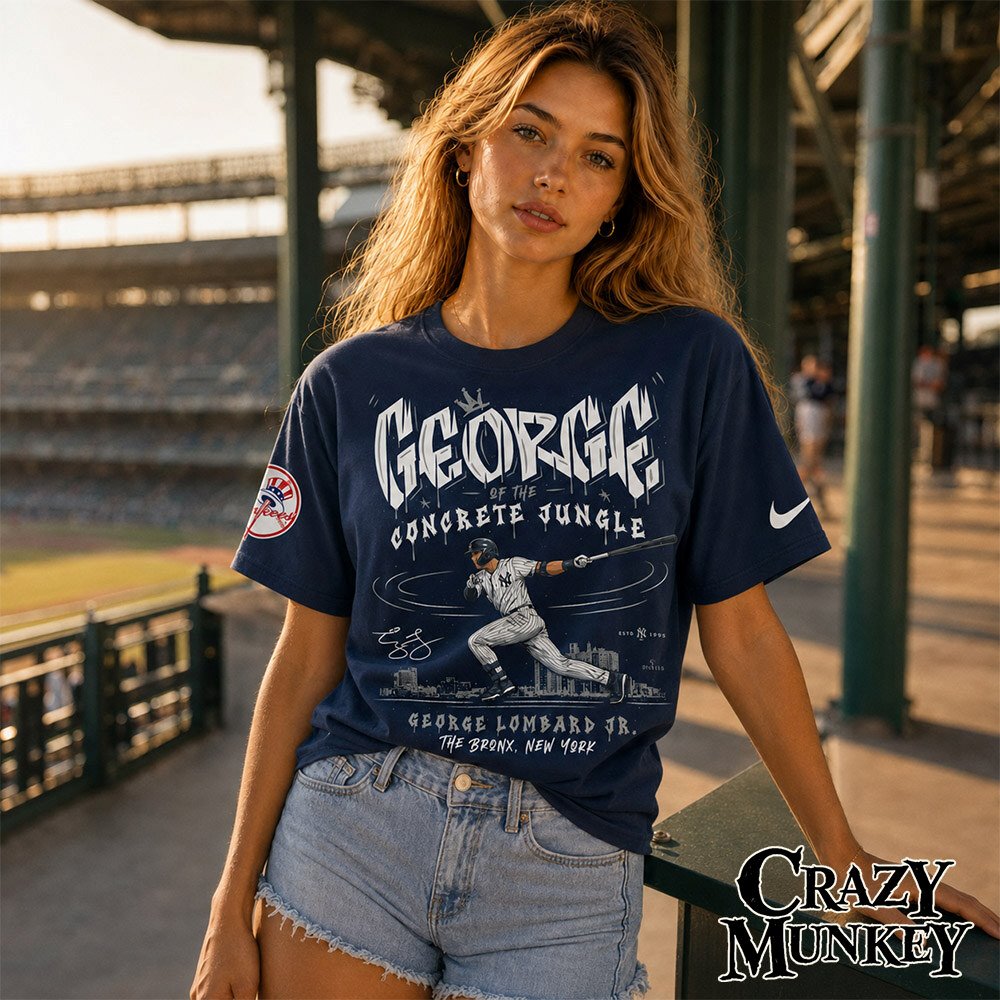 New York Yankees George Lombard Jr Concrete Jungle Navy Fan Shirt | Apparel 7 New York Yankees George Lombard Jr Concrete Jungle Navy Fan Shirt | Apparel