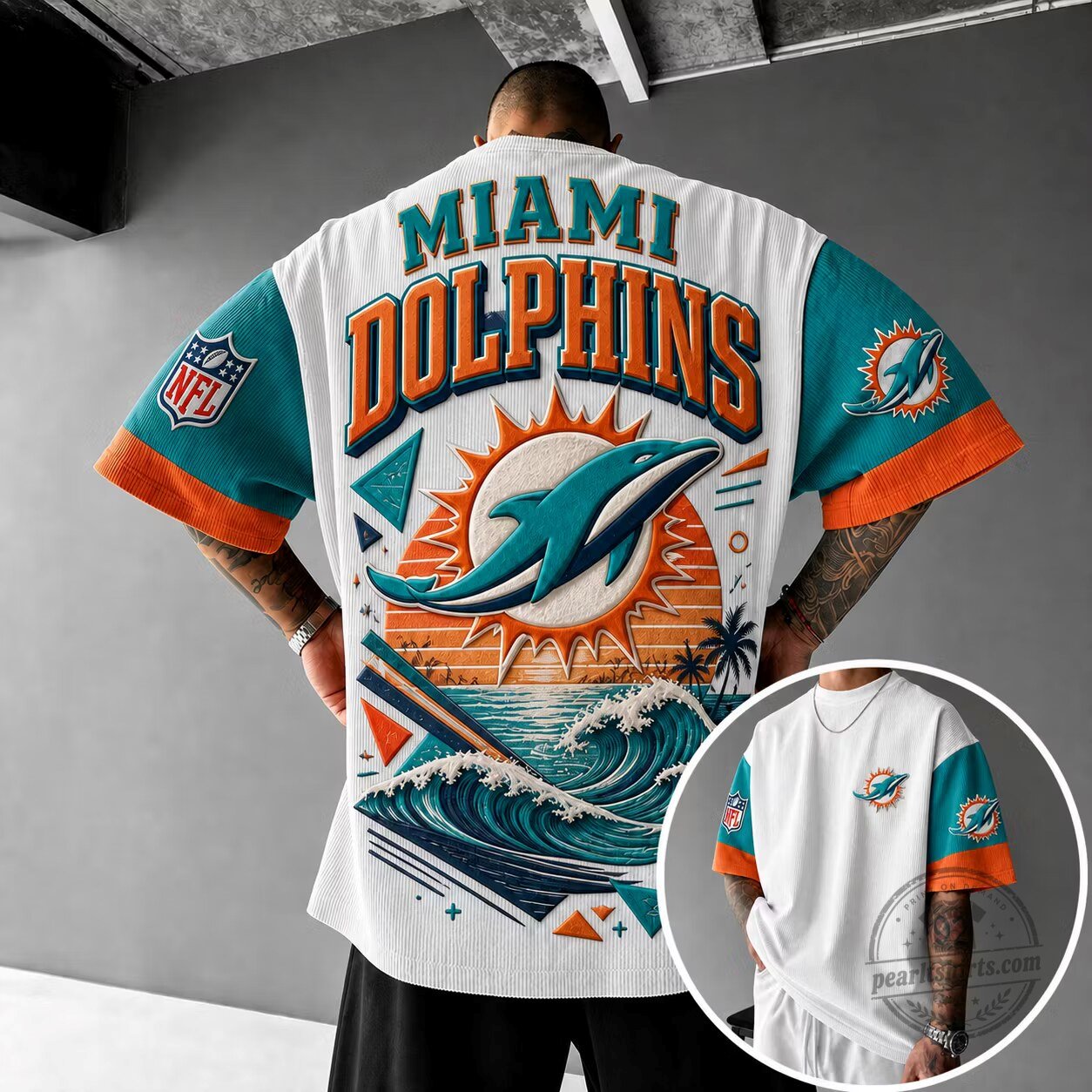 Miami Dolphins NFL Football Team Logo Hawaiian Shirt