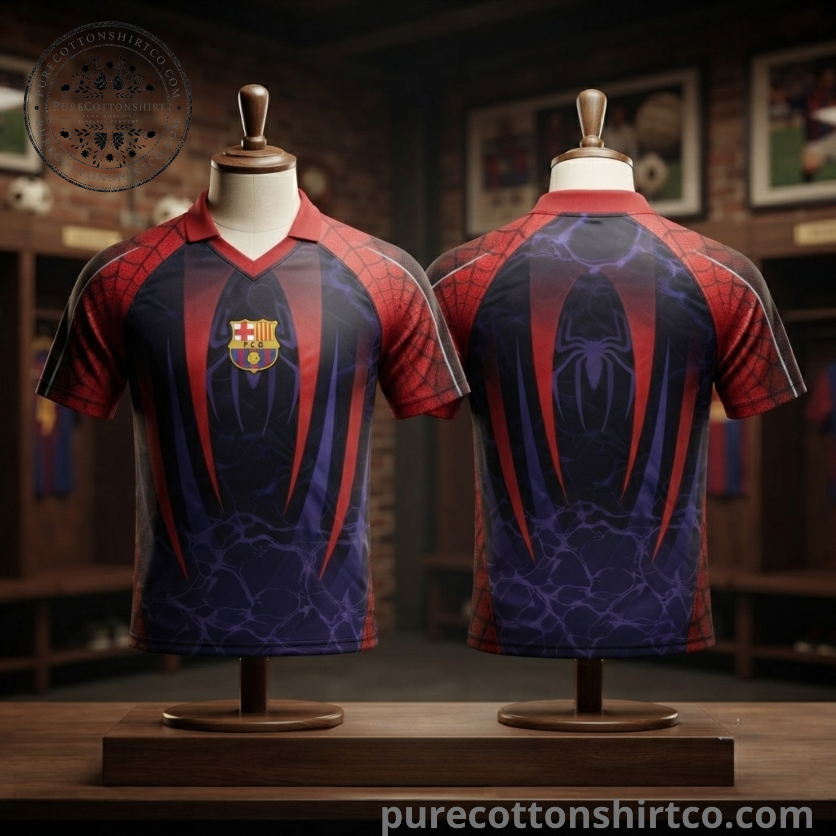 Barcelona x Spiderman V-neck Polo Jersey