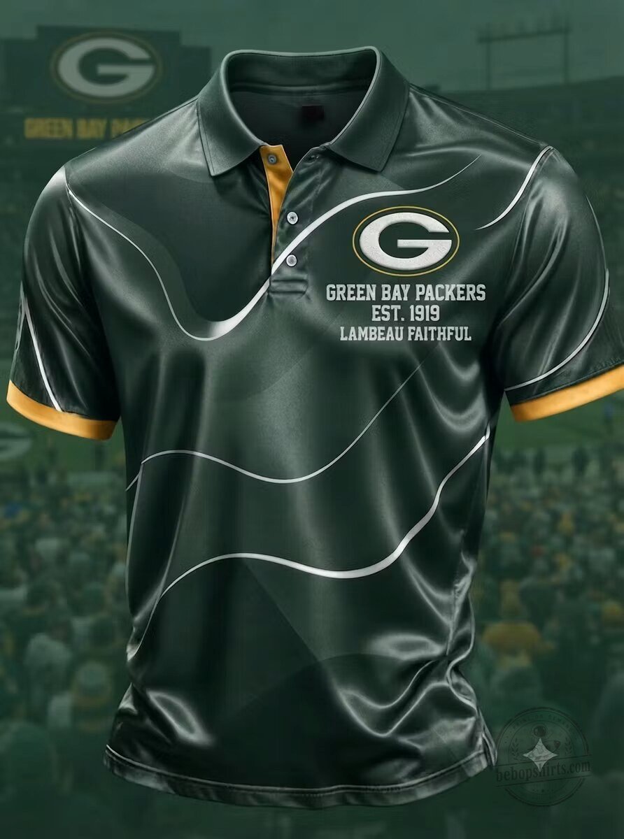 Green Bay Packers Lambeau Faithful Est 1919 Football Team Polo Shirt
