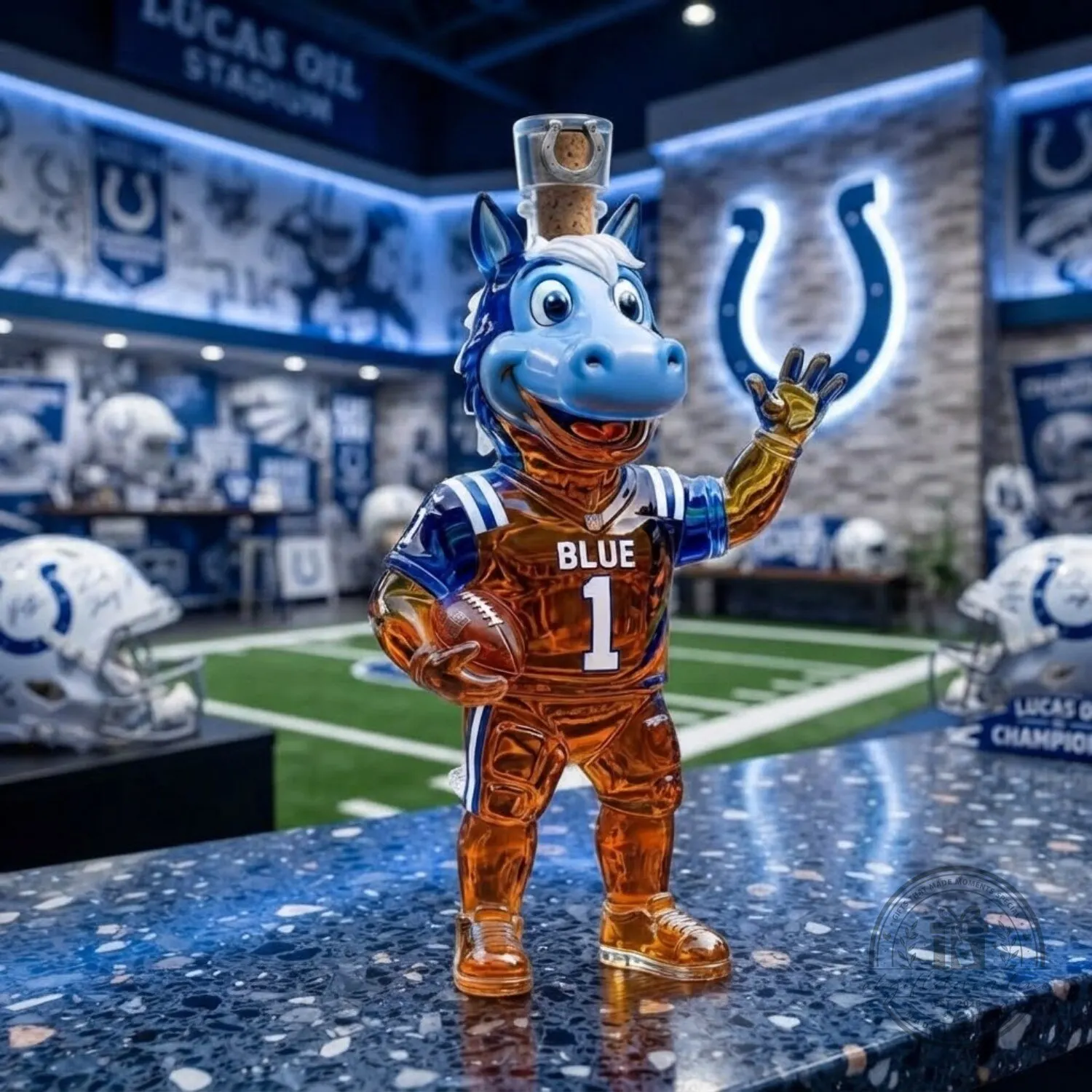 Indianapolis Colts Blue Mascot Whiskey Bottle 3 Indianapolis Colts Blue Mascot Whiskey Bottle