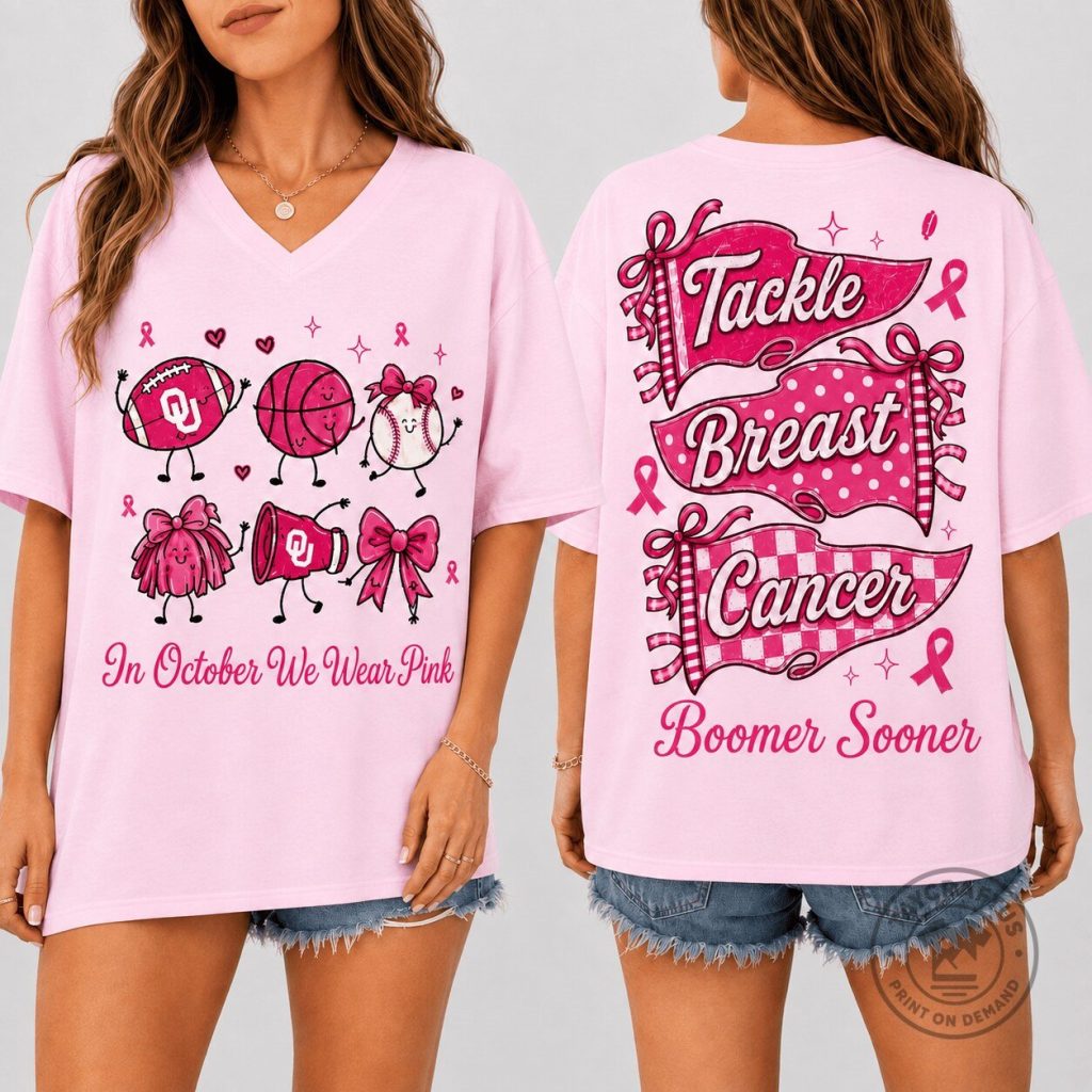 Oklahoma Sooners Breast Cancer Awareness Pink Ribbon Tackle Cancer T-Shirt Oklahoma Sooners Breast Cancer Awareness Pink Ribbon Tackle Cancer T-Shirt
