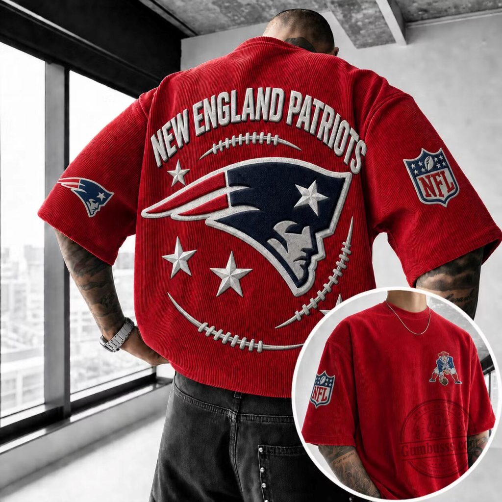 New England Patriots NFL Football Team Logo Red Corduroy Short-Sleeve T-Shirt New England Patriots NFL Football Team Logo Red Corduroy Short-Sleeve T-Shirt