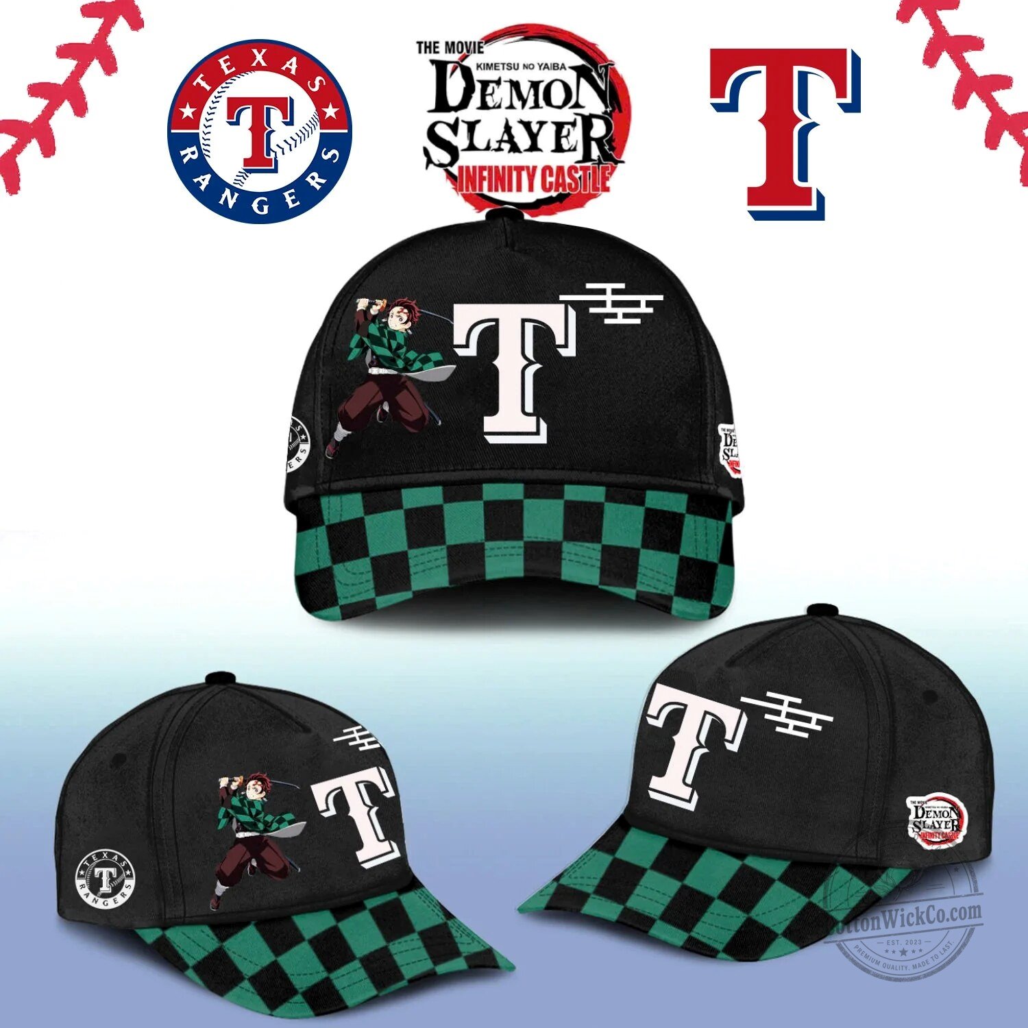 Texas Rangers Baseball Jersey with Tanjiro Kamado from Demon Slayer 3 Texas Rangers Baseball Jersey with Tanjiro Kamado from Demon Slayer