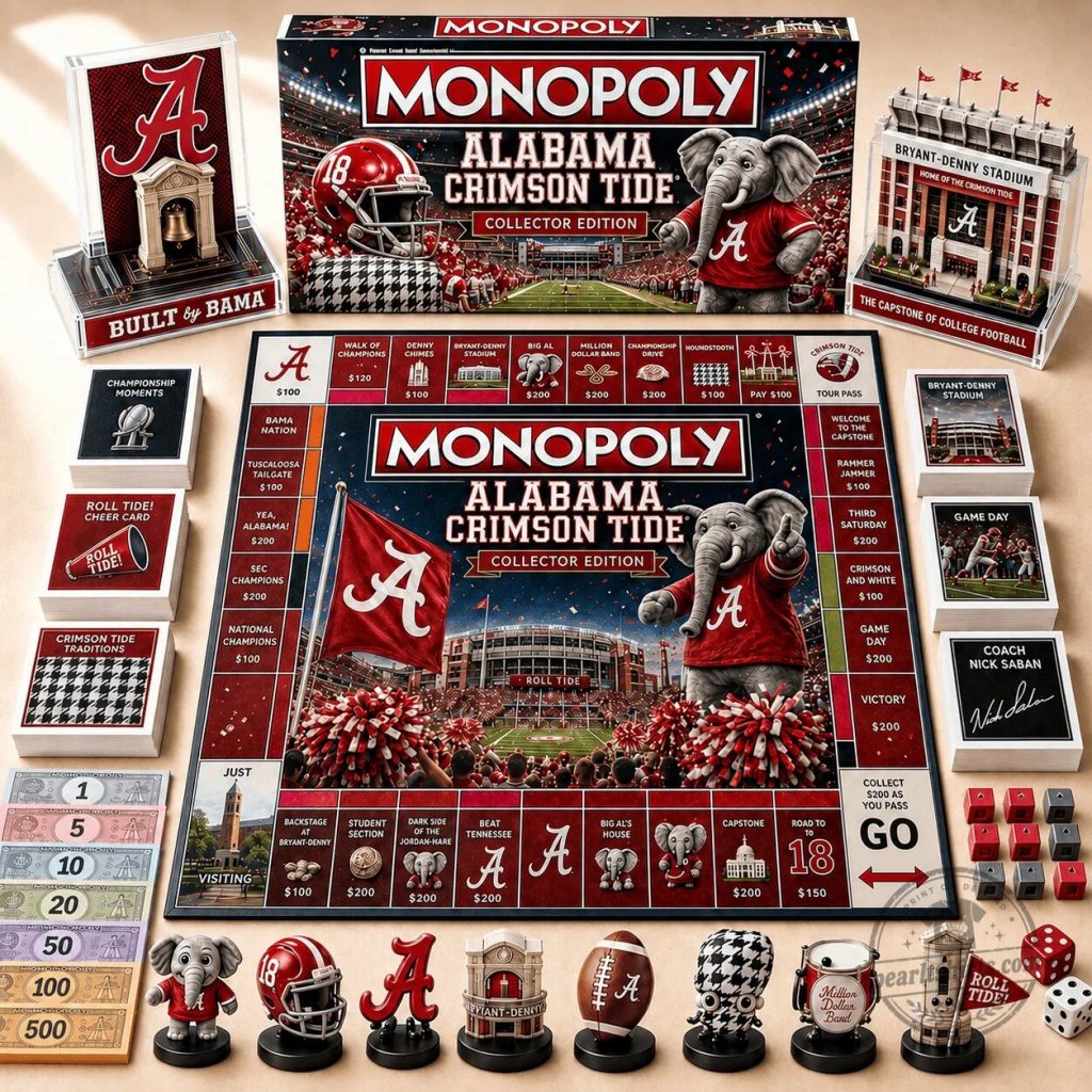 Collector's Edition Board Game of Monopoly featuring Alabama Crimson Tide Collector's Edition Board Game of Monopoly featuring Alabama Crimson Tide