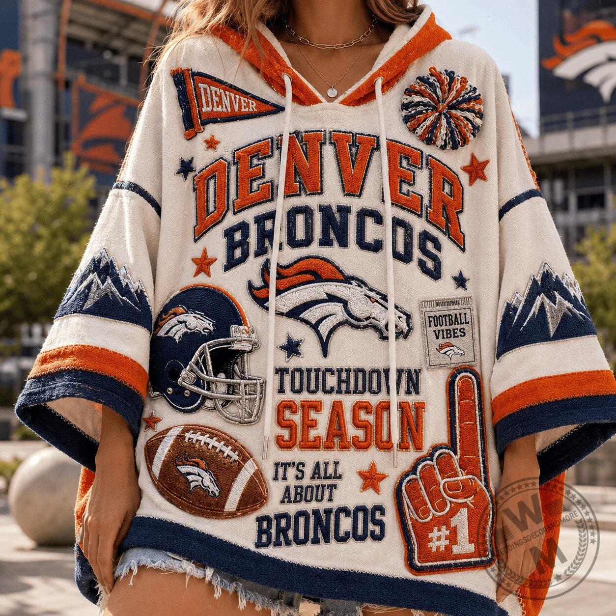 Poncho Hoodie for Touchdown Season with Denver Broncos Football Vibes
