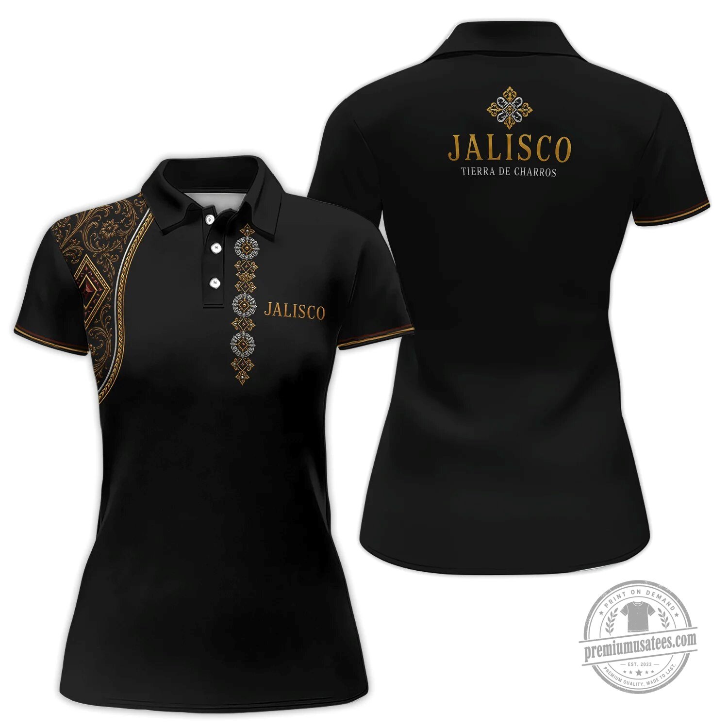 Jalisco Tierra de Charros Mexican Heritage Ornamental Women's Polo Shirt