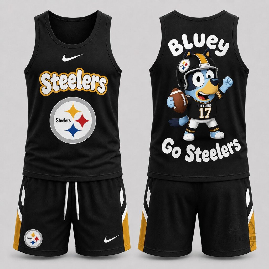 pittsburgh-steelers-bluey-cartoon-character-go-steelers-football-tank-top-and-shorts-set-featured Pittsburgh Steelers Bluey Cartoon Character Go Steelers Football Tank Top and Shorts Set