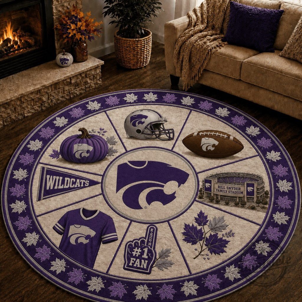 Kansas State Wildcats College Football Fan Round Rug – Game Day Home Decor Kansas State Wildcats College Football Fan Round Rug – Game Day Home Decor