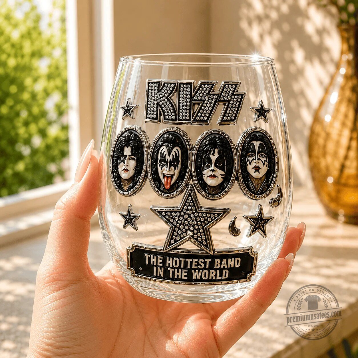 Kiss Band Members Rock and Roll All Nite Stemless Wine Glass 4 Kiss Band Members Rock and Roll All Nite Stemless Wine Glass