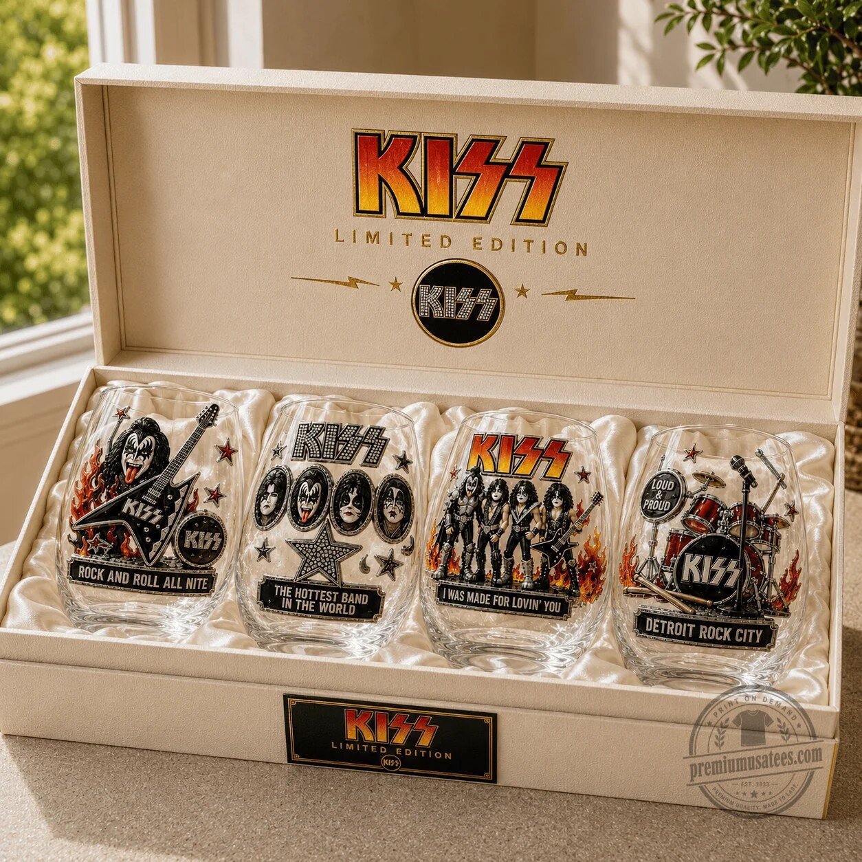 Kiss Band Members Rock and Roll All Nite Stemless Wine Glass 5 Kiss Band Members Rock and Roll All Nite Stemless Wine Glass