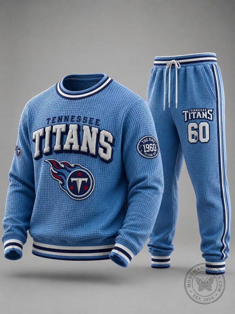 Tennessee Titans NFL Football Team Light Blue Waffle Knit Crewneck Sweatshirt and Joggers Set 20 Tennessee Titans NFL Football Team Light Blue Waffle Knit Crewneck Sweatshirt and Joggers Set