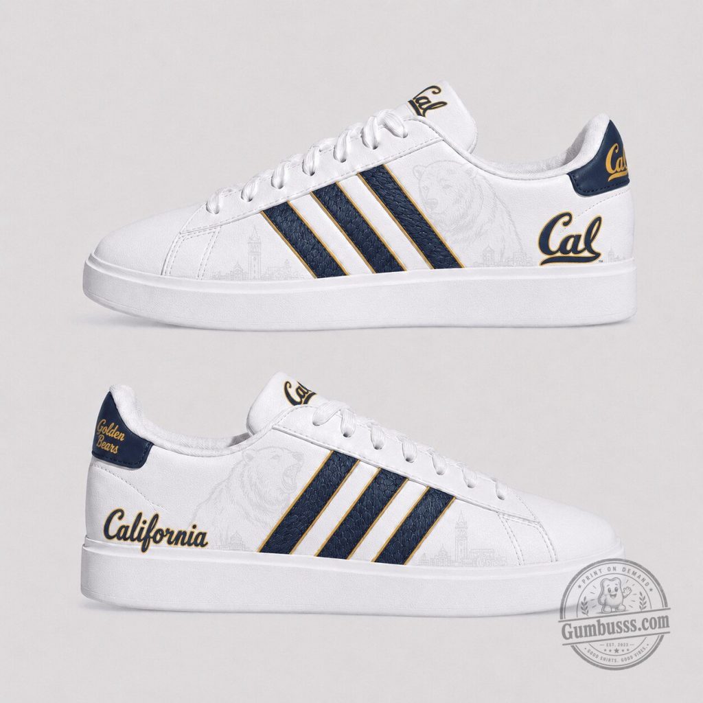 California Golden Bears NCAA College Sports Team Logo White Sneakers Shoes California Golden Bears NCAA College Sports Team Logo White Sneakers Shoes