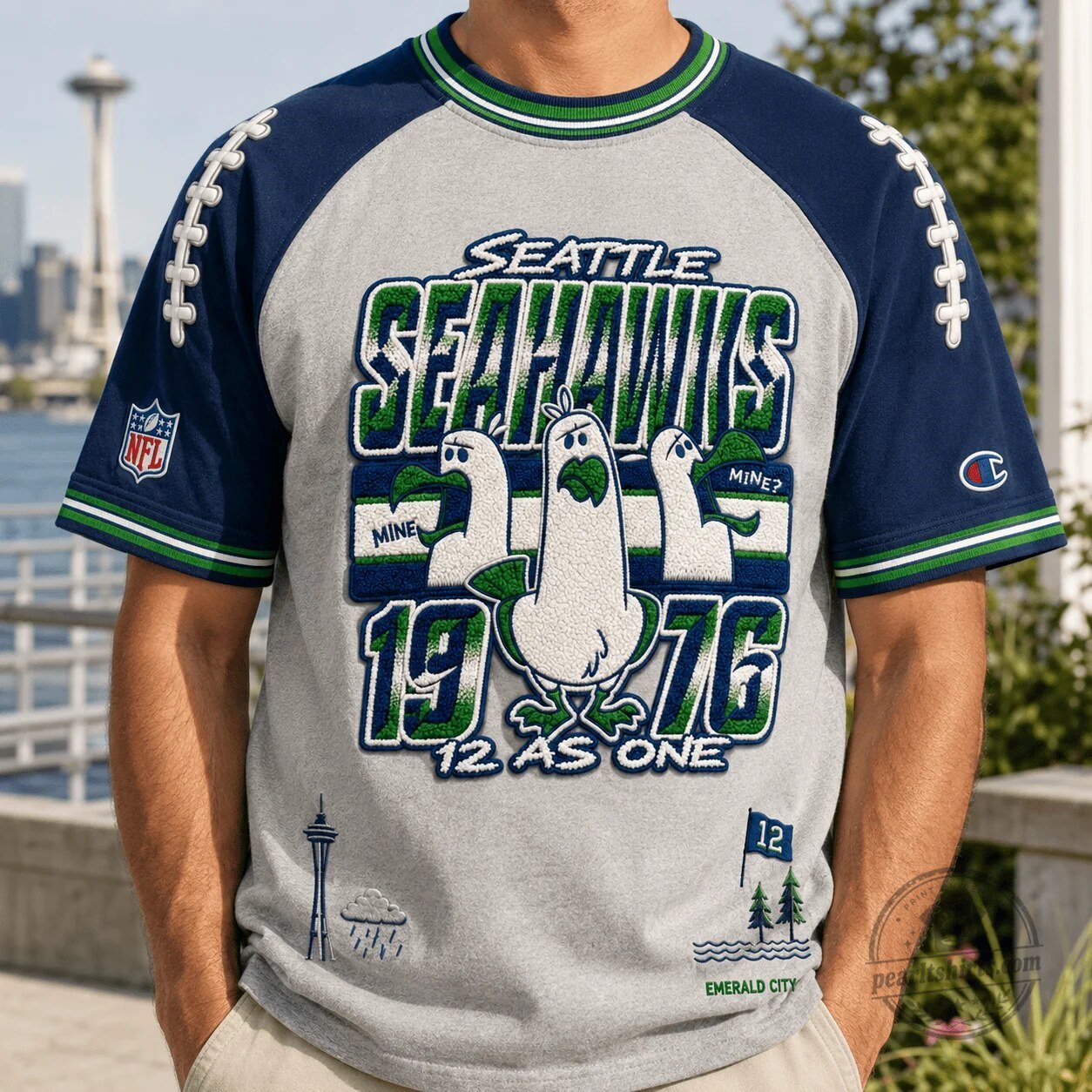 Seattle Seahawks Football Team 1976 Mine 12 As One Short Sleeve T-Shirt 4 Seattle Seahawks Football Team 1976 Mine 12 As One Short Sleeve T-Shirt