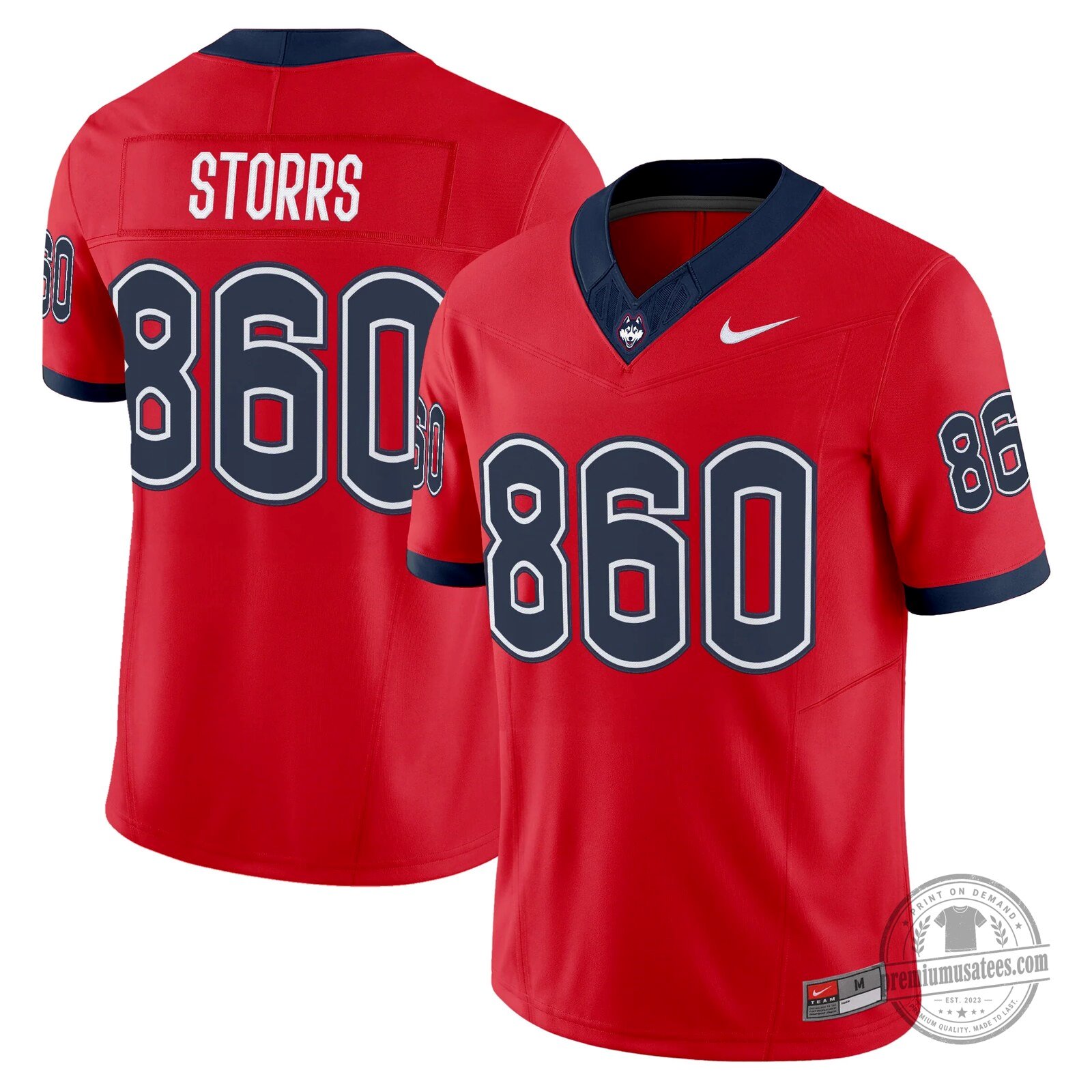 UConn Huskies Football Team Red Number Four Merkligner Fan Jersey 12 UConn Huskies Football Team Red Number Four Merkligner Fan Jersey
