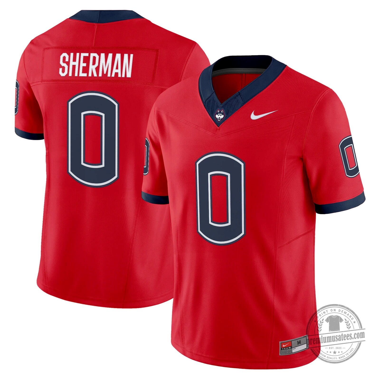 UConn Huskies Football Team Red Number Four Merkligner Fan Jersey 13 UConn Huskies Football Team Red Number Four Merkligner Fan Jersey