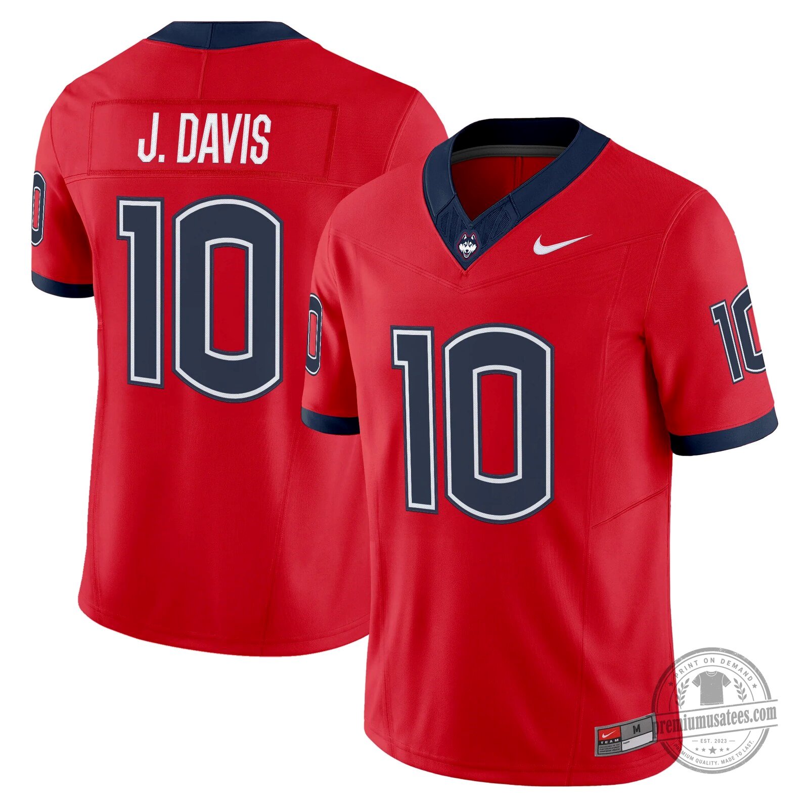 UConn Huskies Football Team Red Number Four Merkligner Fan Jersey 14 UConn Huskies Football Team Red Number Four Merkligner Fan Jersey