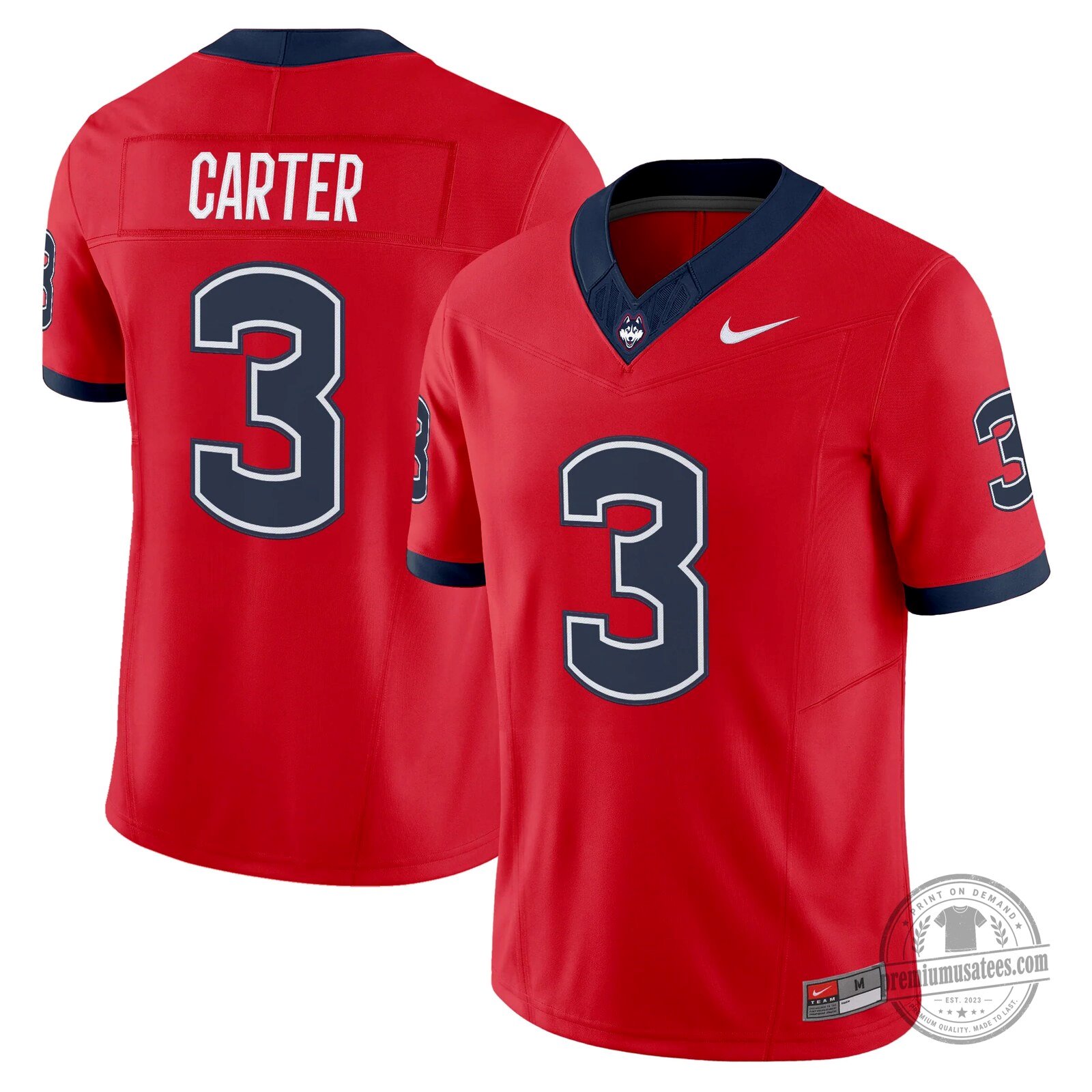 UConn Huskies Football Team Red Number Four Merkligner Fan Jersey 16 UConn Huskies Football Team Red Number Four Merkligner Fan Jersey