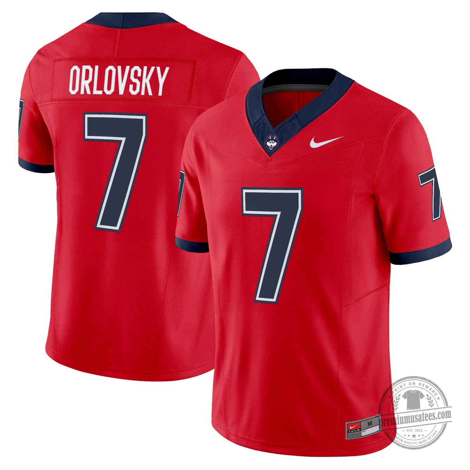 UConn Huskies Football Team Red Number Four Merkligner Fan Jersey 18 UConn Huskies Football Team Red Number Four Merkligner Fan Jersey