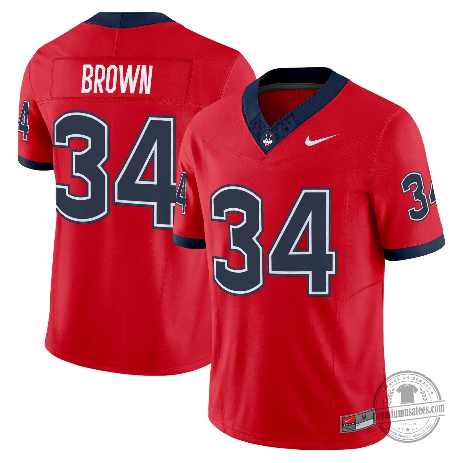 UConn Huskies Football Team Red Number Four Merkligner Fan Jersey 19 UConn Huskies Football Team Red Number Four Merkligner Fan Jersey