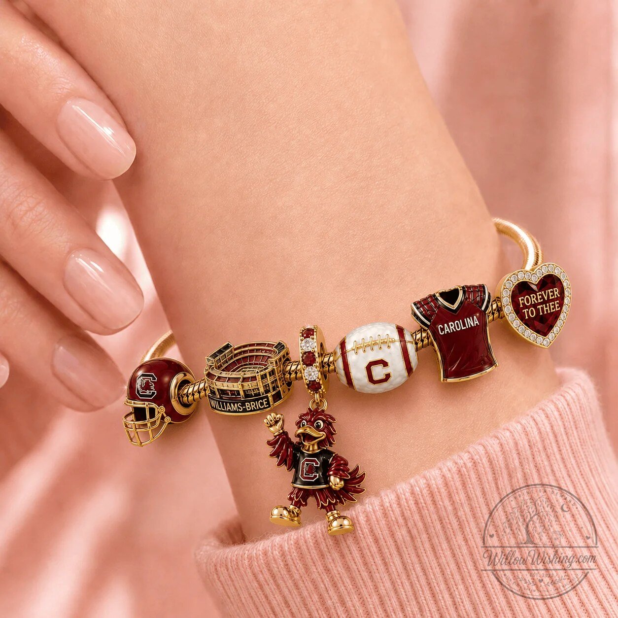 South Carolina Gamecocks Football Charm Bracelet with Pandora Charms 9 South Carolina Gamecocks Football Charm Bracelet with Pandora Charms