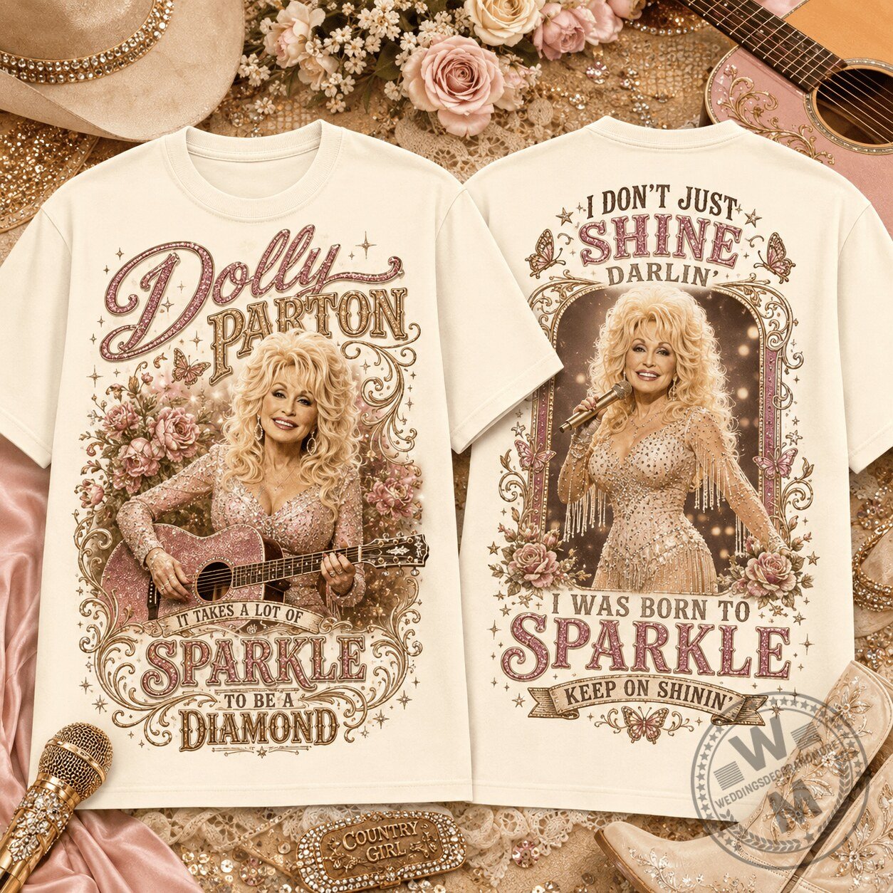 Dolly Parton Born to Sparkle Country Glamour Graphic T-Shirt
