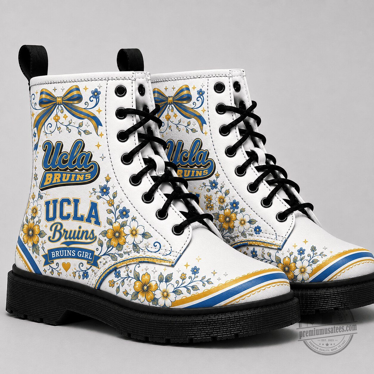 UCLA Bruins Floral Game Day White Combat Boots for Women
