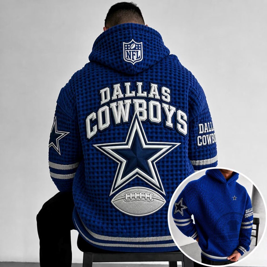 Dallas Cowboys National Football League Team Logo Blue Waffle Knit Hoodie Dallas Cowboys National Football League Team Logo Blue Waffle Knit Hoodie