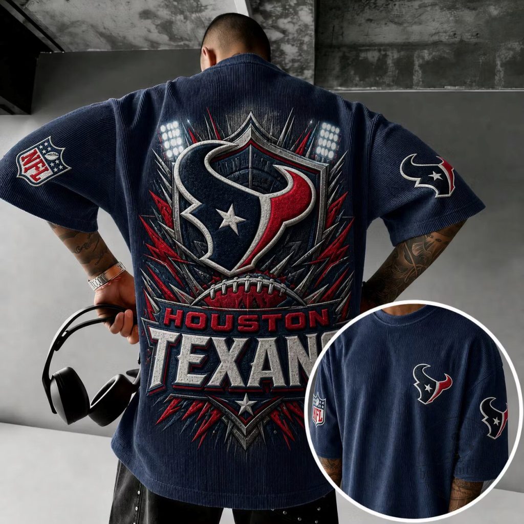 Houston Texans NFL Football Team Corduroy Short Sleeve T-Shirt Houston Texans NFL Football Team Corduroy Short Sleeve T-Shirt