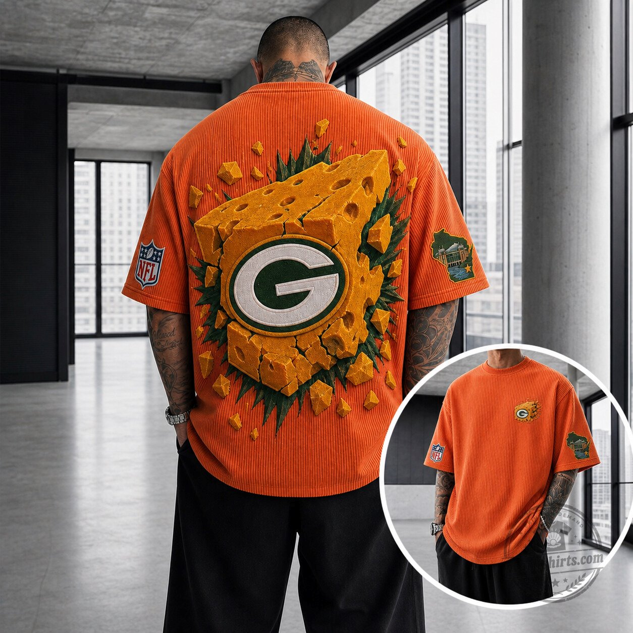 Green Bay Packers American Football Team Cheese Head Fan T-Shirt