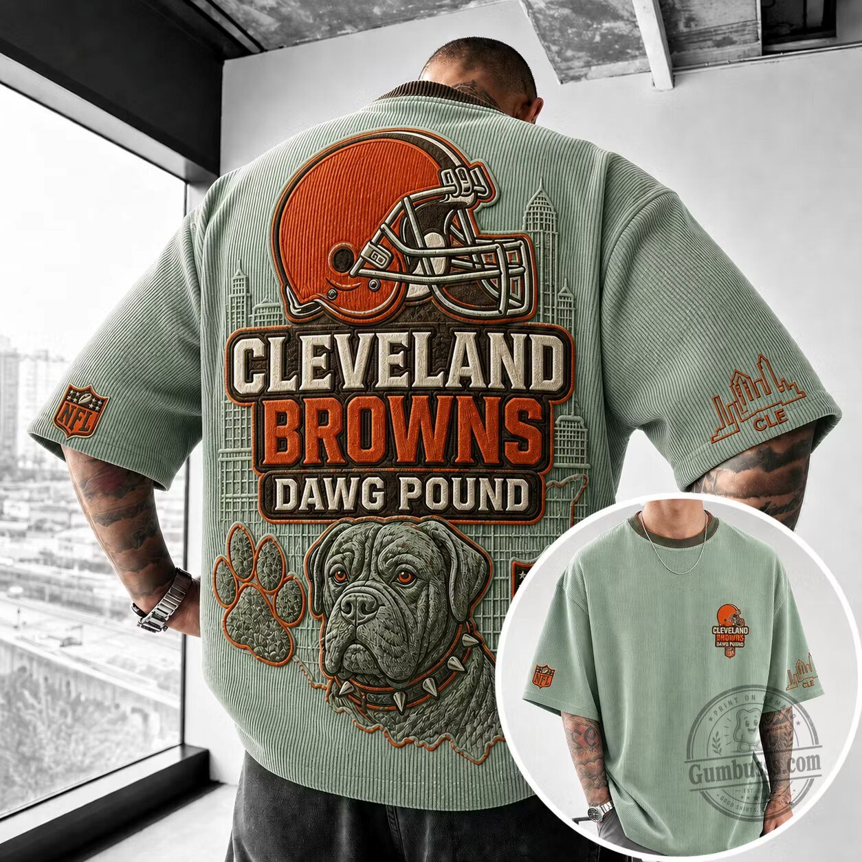 American Football Fan T-Shirt for Cleveland Browns Dawg Pound Supporters