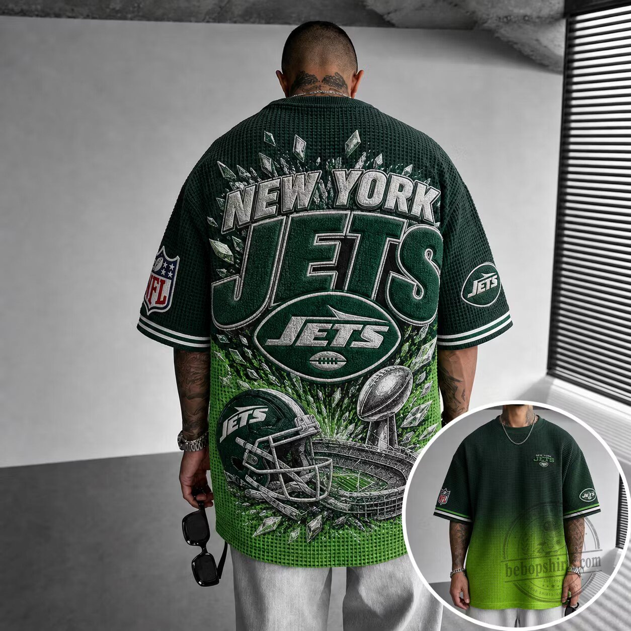 New York Jets Football Team Green Oversized Short Sleeve T-Shirt