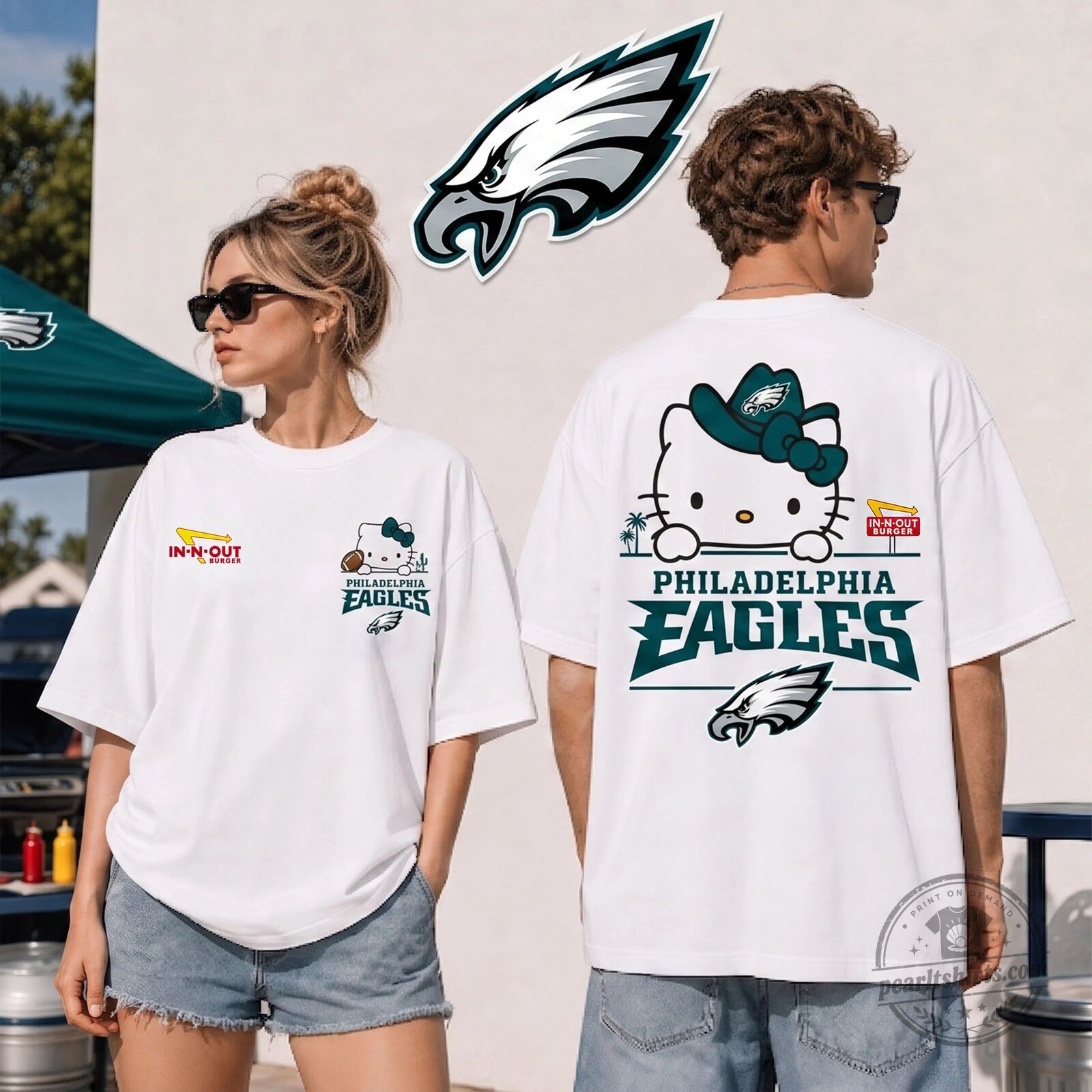 Philadelphia Eagles Hello Kitty In-N-Out Burger Football Fan T-Shirt
