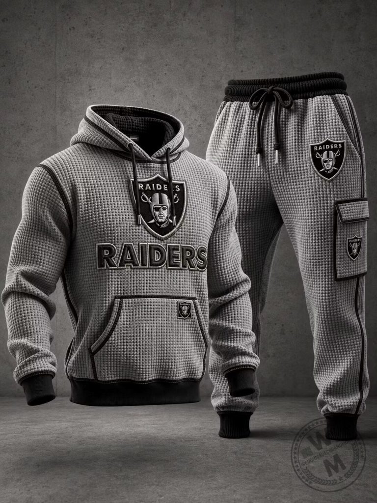 Waffle Knit Hoodie and Jogger Set for Las Vegas Raiders Football Team
