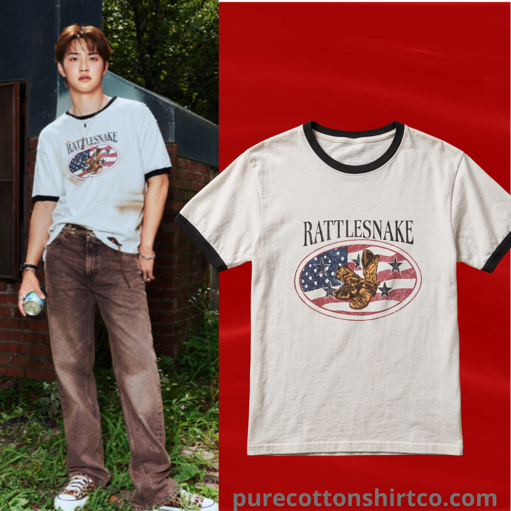Doh Kyungsoo Rattlesnake American Flag Ringer Tee