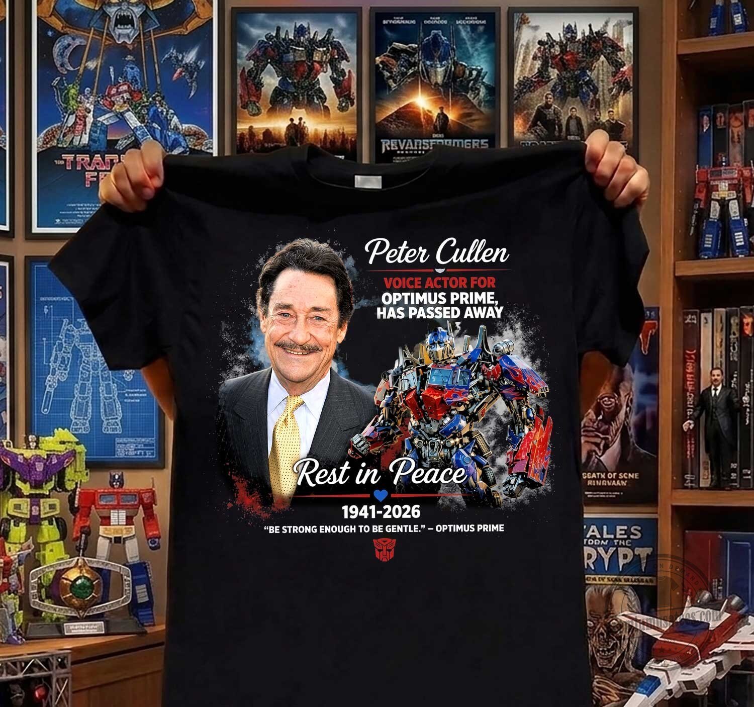 Peter Cullen Optimus Prime Voice Actor Rest in Peace Memorial Black T-Shirt 1 Peter Cullen Optimus Prime Voice Actor Rest in Peace Memorial Black T-Shirt